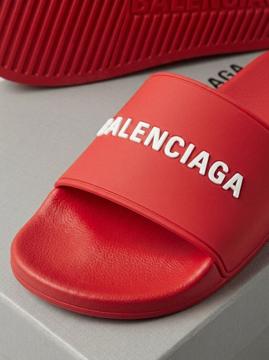 Balenciaga pool slides Red