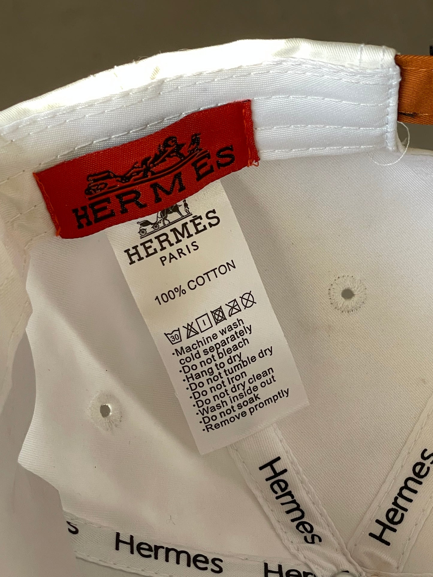 Casquette Hermes Blanc Logo Orange Réglable Strapback