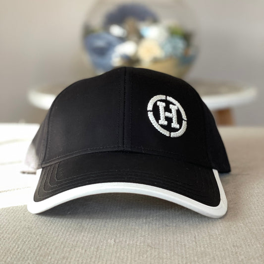 Casquette Hermes Noir Logo Blanc Réglable Strapback
