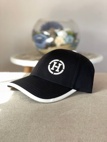 Casquette Hermes Noir Logo Blanc Réglable Strapback
