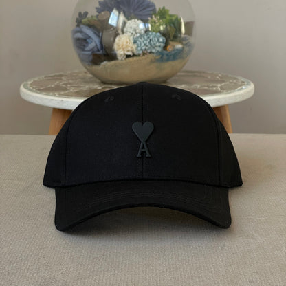 Casquette Ami Noir Avec Logo Noir Réglable Strapback
