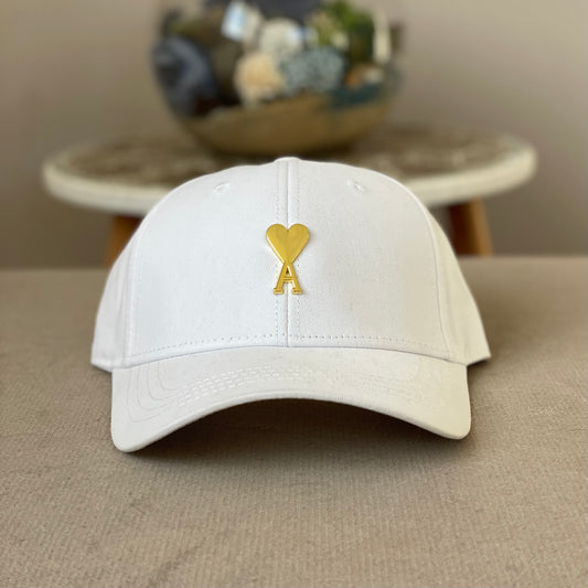Casquette Ami Blanc Avec Logo Doré Réglable Strapback