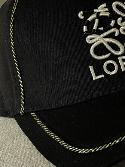 Casquette Loewe Noir Avec Contour et Logo Réglable Strapback
