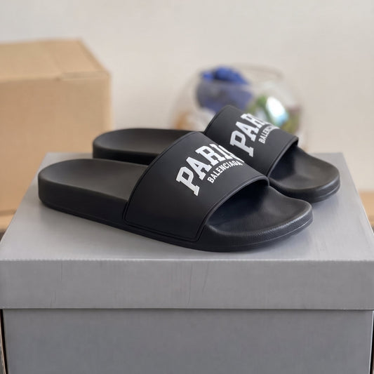 Balenciaga pool slides Paris Noir