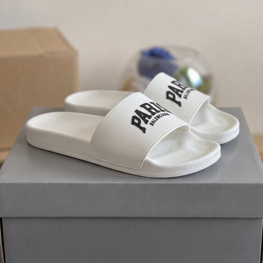Balenciaga pool slides Paris Blanc