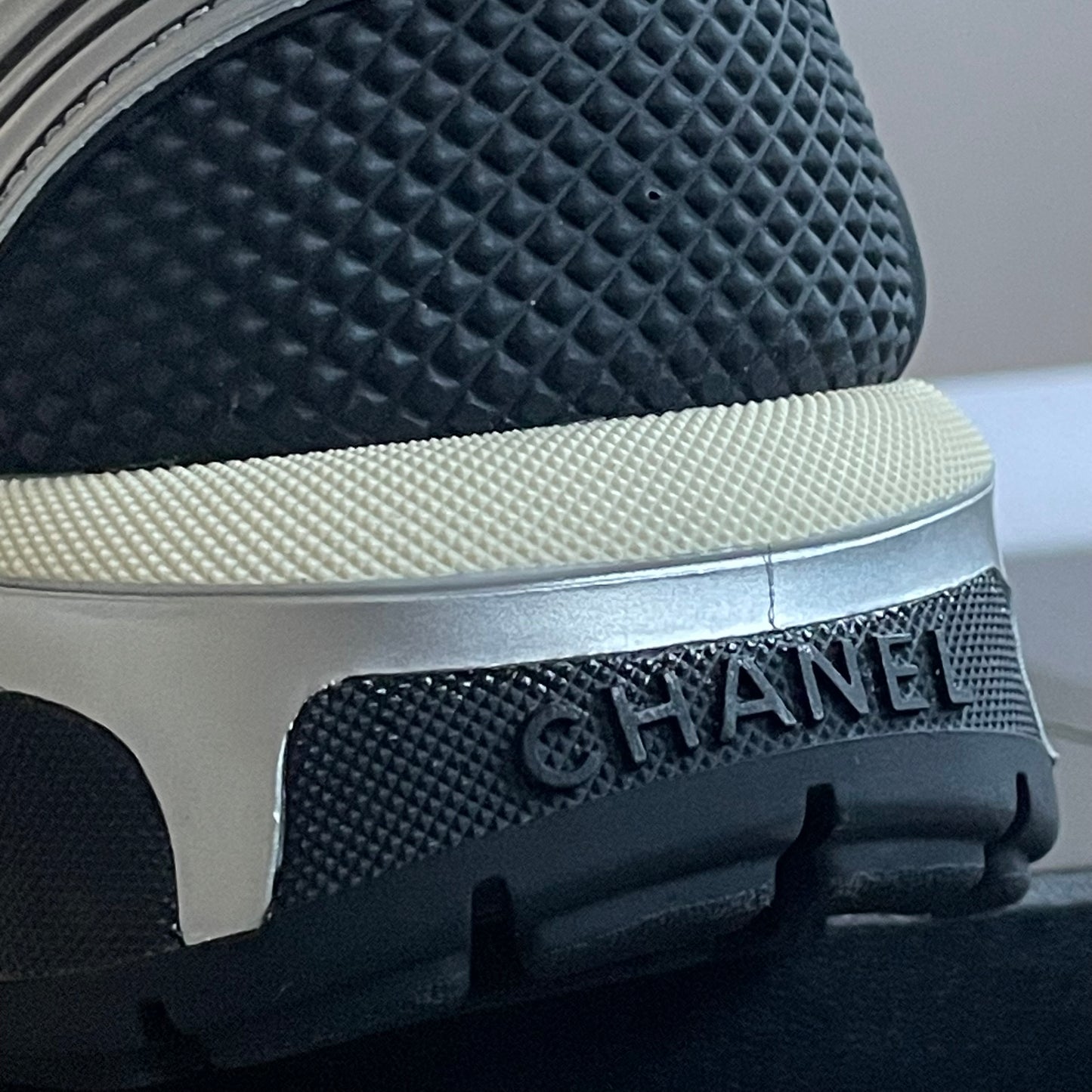 Chanel CC Logo White Silver