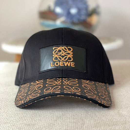 Casquette Loewe Noir Avec Logo Orange Réglable Strapback