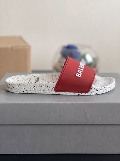 Balenciaga pool slides Rouge Blanc Motif