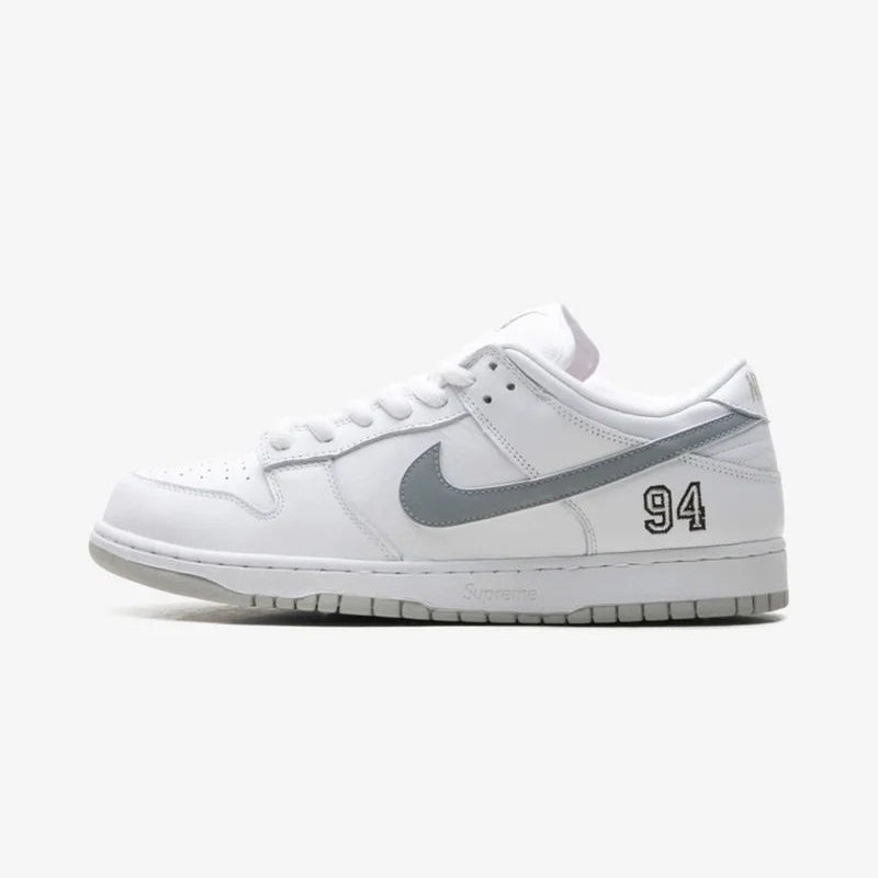 Nike SB Dunk Low Supreme 94 White Metallic Silver