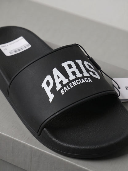 Balenciaga pool slides Paris Noir