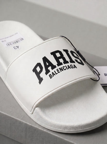 Balenciaga pool slides Paris Blanc